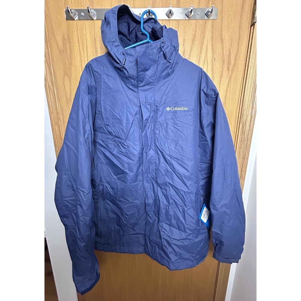 Columbia Tunnel Falls Interchange Jacket Mens Size XXL Blue Omni-Tech 3-in-1 NWT